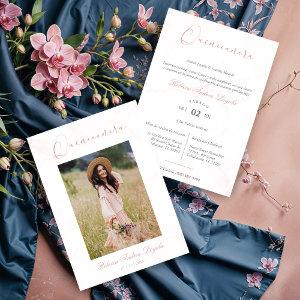 Pink Marble Effect Minimalist Spanish Quinceañera