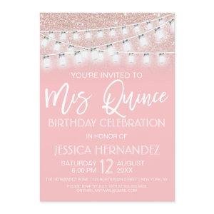 Pink Mason Jar String Lights Glitter Quinceañera