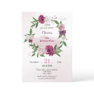 pink mauve greenery botanical wreath birthday