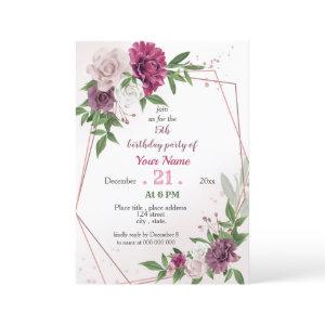 pink mauve greenery geometric birthday