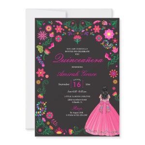 Pink Mexican Embroidery Quinceañera