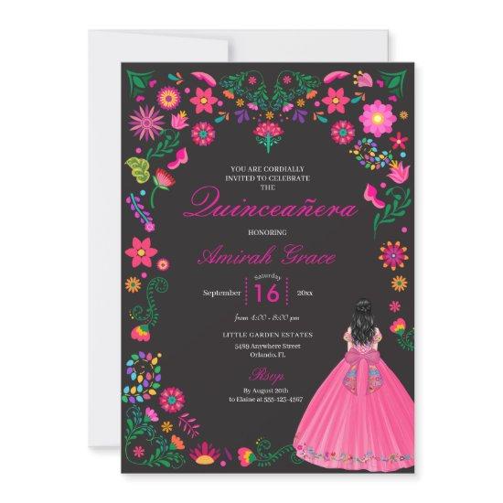 Pink Mexican Embroidery Quinceañera