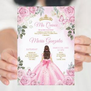 Pink Mis Quince 15 Anos Butterfly Gold Crown