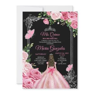 Pink Mis Quince 15 Anos Butterfly Silver Crown