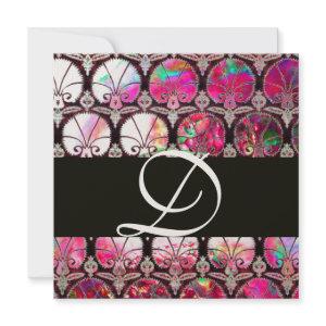 PINK MOTHER OF PEARL DAMASK CARNATIONS MONOGRAM