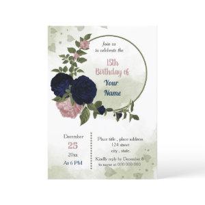 pink navy flowers greenery wreath birthday party