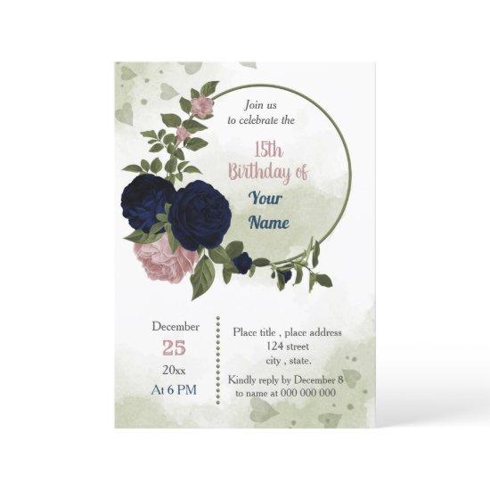 pink navy flowers greenery wreath birthday party