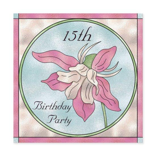 Pink Orchid Stain Glass Effect 15th Birthday