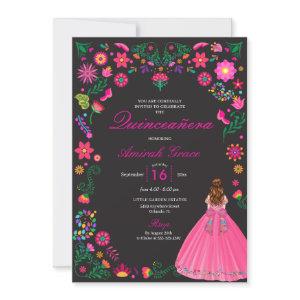 Pink Otomi Embroidery Quinceañera