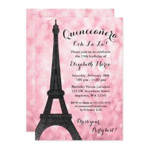 Pink Paris Bokeh Glitter Lights Quinceañera