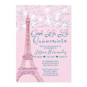 Pink Paris Eiffel Tower Glitter Lights Quinceañera