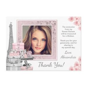 Pink Paris Sweet 16 Thank You Cards