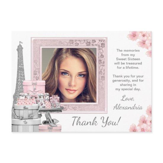 Pink Paris Sweet 16 Thank You Cards