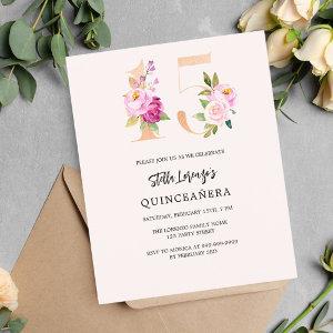 Pink peach floral Quinceanera budget