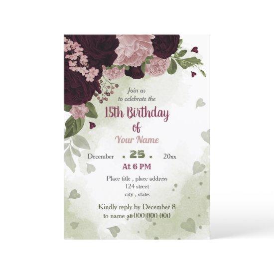pink plum flowers greenery birthday party