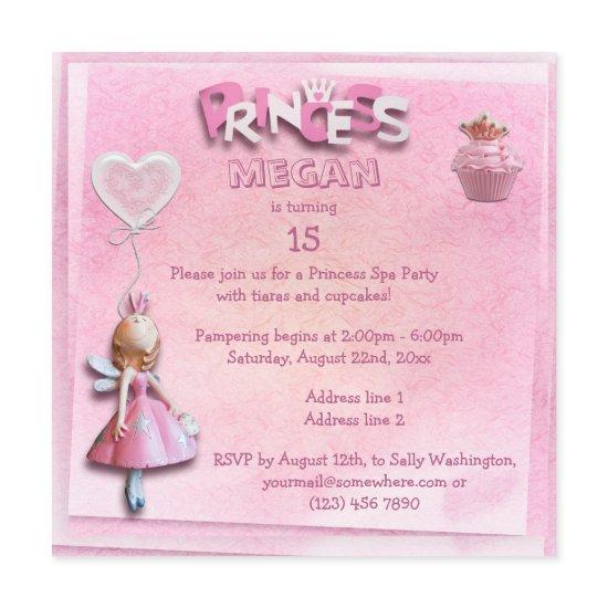 Pink Princess 15th Birthday Spa Party Double Sided