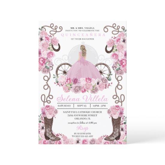 Pink Princess Dress & Boots Quinceañera