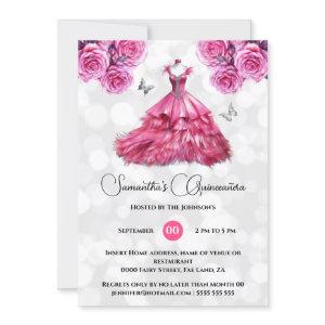 Pink princess Quinceañera fantasy ballgown roses