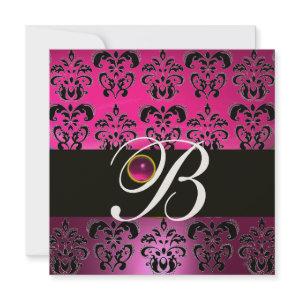 PINK PURPLE BLACK DAMASK MONOGRAM Amethyst Fuchsia