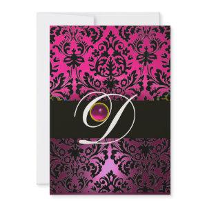 PINK PURPLE BLACK DAMASK MONOGRAM Amethyst Fuchsia