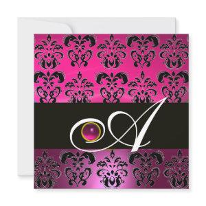 PINK PURPLE BLACK DAMASK MONOGRAM Amethyst Fuchsia
