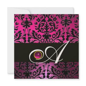 PINK PURPLE BLACK DAMASK MONOGRAM Amethyst Fuchsia