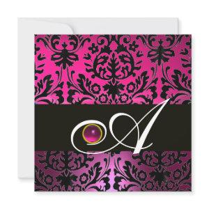 PINK PURPLE BLACK DAMASK MONOGRAM Amethyst Fuchsia