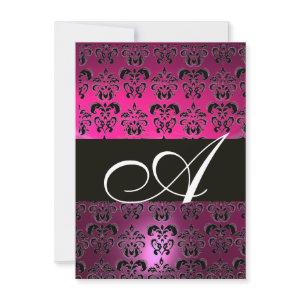 PINK PURPLE BLACK  DAMASK MONOGRAM  fuchsia white