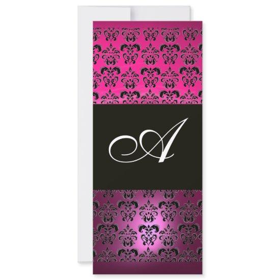 PINK PURPLE BLACK  DAMASK MONOGRAM ,fuchsia white