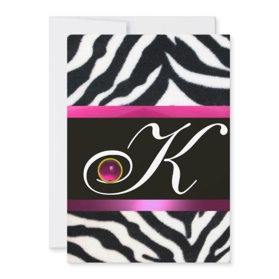PINK,PURPLE BLACK WHITE ZEBRA FUR MONOGRAM fuchsia
