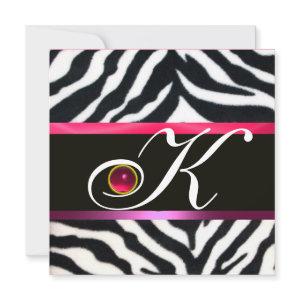 PINK PURPLE BLACK WHITE ZEBRA FUR MONOGRAM ,ruby