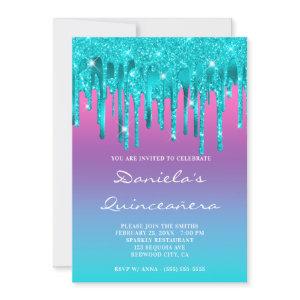 Pink Purple Blue Gradient Teal Drip Quinceañera