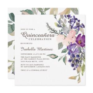 Pink Purple Floral Botanical Quinceañera