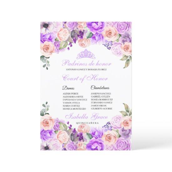 Pink & Purple Floral Quinceanera Court of Honor
