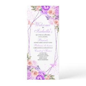 Pink & Purple Floral Quinceanera Program