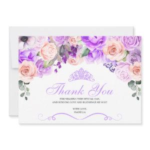 Pink & Purple Floral Quinceanera Thank You
