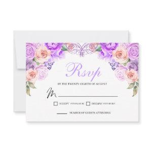 Pink & Purple Floral RSVP Enclosure Card