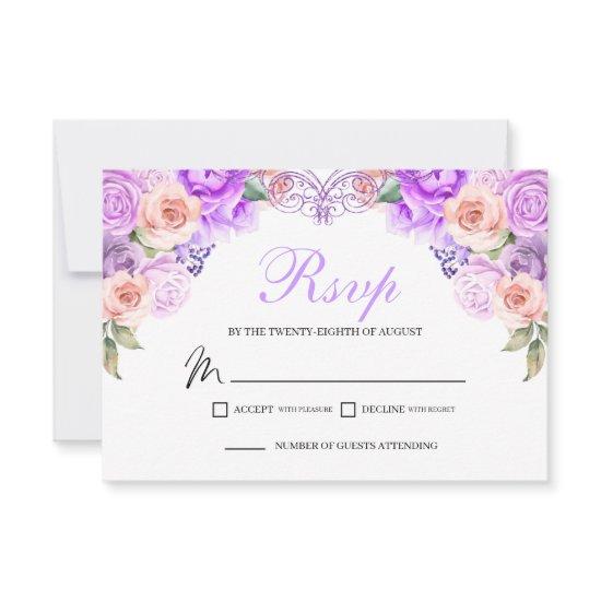 Pink & Purple Floral RSVP Enclosure Card