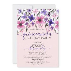 Pink Purple Floral Watercolor Quinceañera