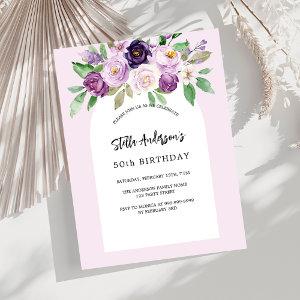 Pink purple florals budget birthday