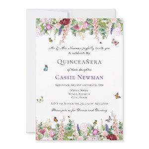 Pink Purple Florals & Butterflies Quinceañera