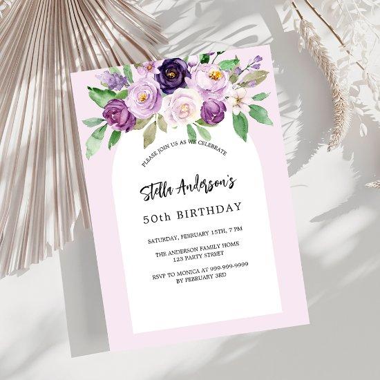 Pink purple florals luxury birthday