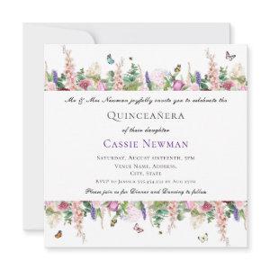 Pink Purple Flowers & Butterflies | Quinceañera