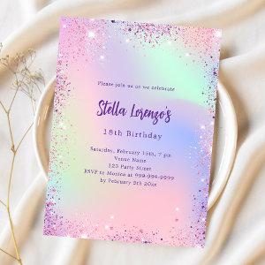 Pink purple glitter holographic birthday