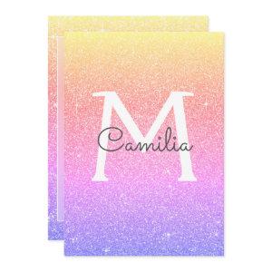 Pink Purple Glitter Monogram Sparkle Quinceanera