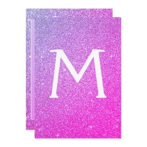 Pink Purple Glitter Monogram Sparkle Quinceanera