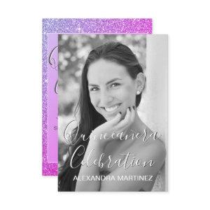 Pink Purple Glitter Photo Quinceanera Celebration