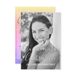 Pink Purple Glitter Photo Quinceanera Celebration