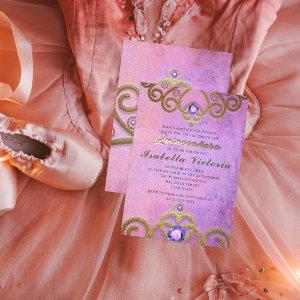 Pink Purple Gold Gitter Jeweled Tiara Quinceañera