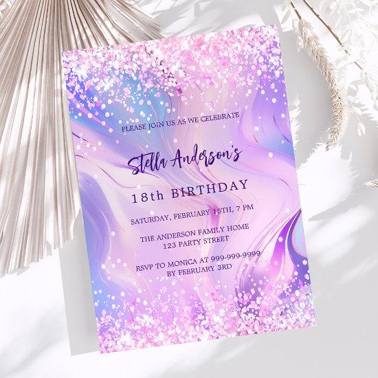 Pink purple holographic birthday luxury